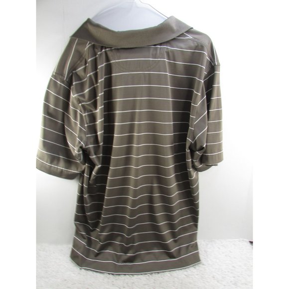 Cutter And Buck CB DryTec Green With White Stripes Cal Polo Shirt Size XLarge - Picture 6 of 7